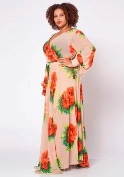 Plus Size Floral Maxi Chiffon Dress -Asoph Sales Shop 2022702 001 4